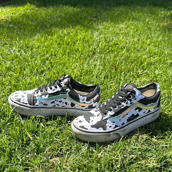 Vans Custom Cow Print Platform Holographic Sneakers 8 - Picture 1 of 3